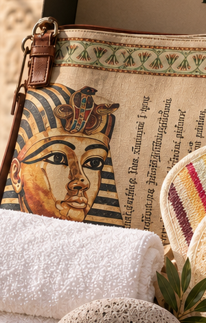 Egyptian heritage keepsake and bathing glove from the KEMARA Heritage Ritual Box