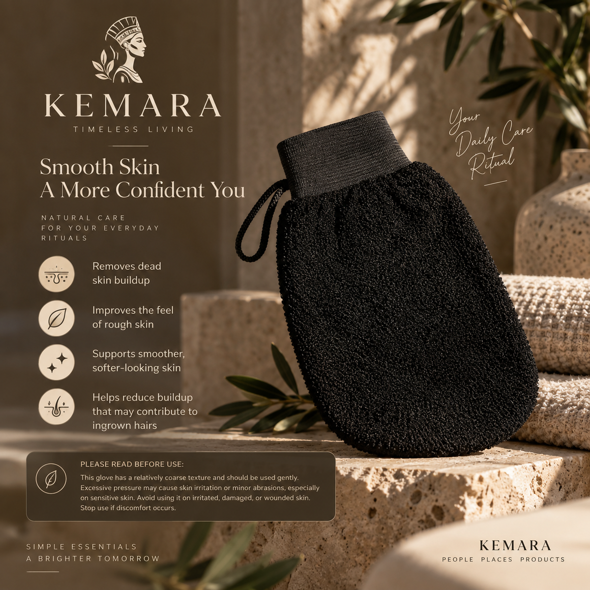 Full-body exfoliating glove from the KEMARA Heritage Ritual Box