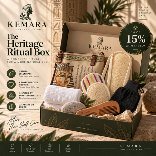 KEMARA Heritage Ritual Box with natural and handcrafted self-care pieces inspired by Egypt