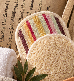 Striped cotton self-care piece from the KEMARA Heritage Ritual Box